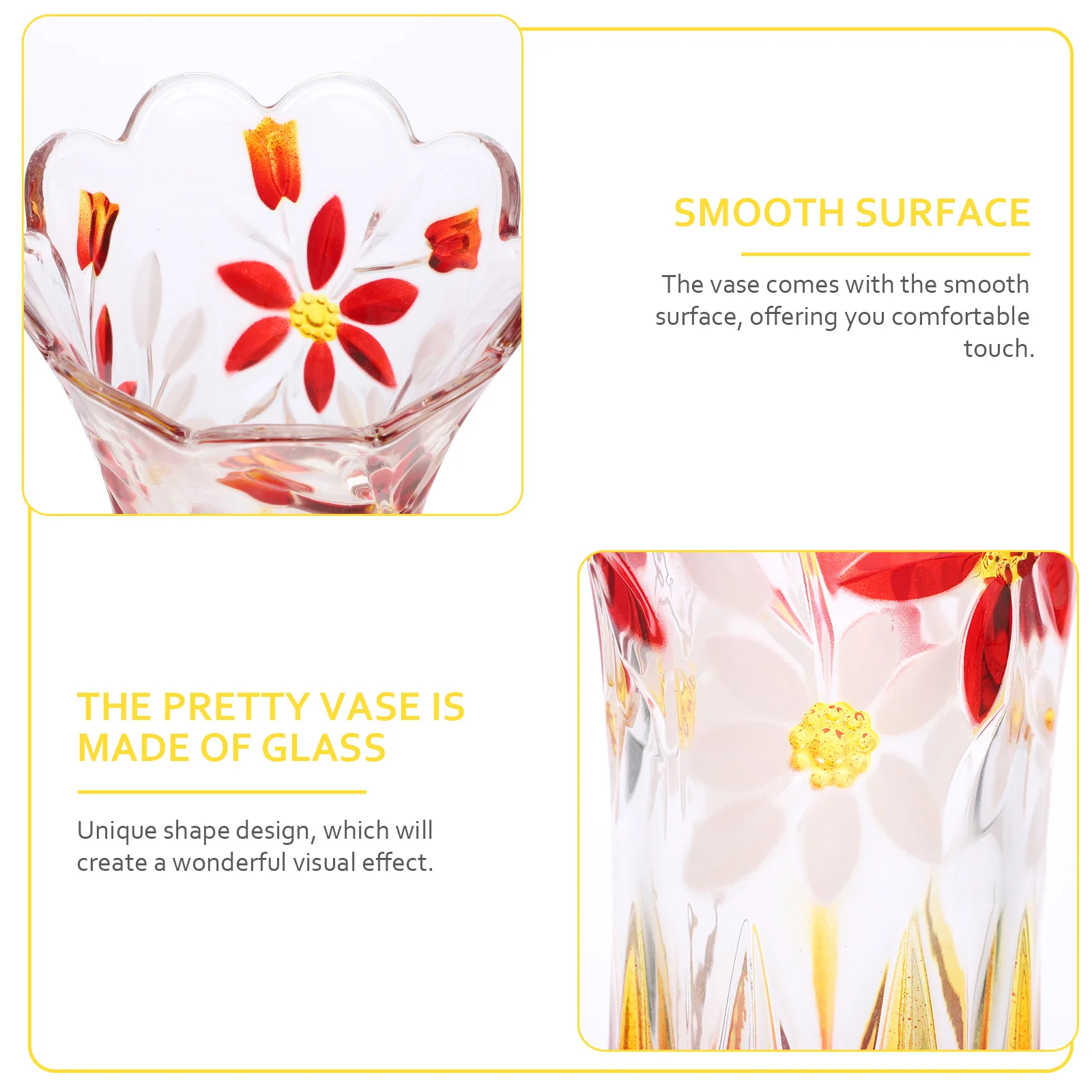 

Delicate Glass Vase Flower Arrangement Container Desktop Vase Smooth Round Surface Brighten Home Office