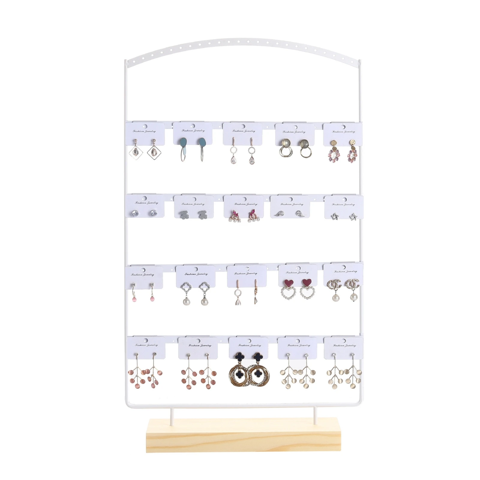 Earring Display Stand Versatile Earring Holder Jewelry Display Rack with Wood Base Organized Space-Saving for Women, Vanity