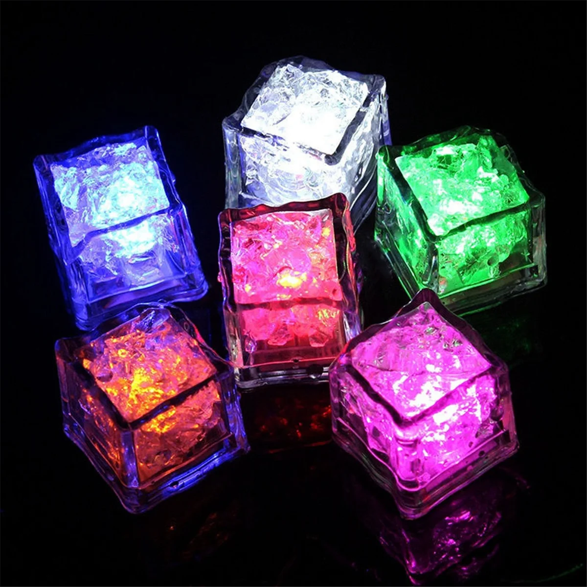 12 pezzi impermeabile LED Ice-Cube colorato lento lampeggiante bagliore al buio si illumina per Bar Club bere decorazione per feste A