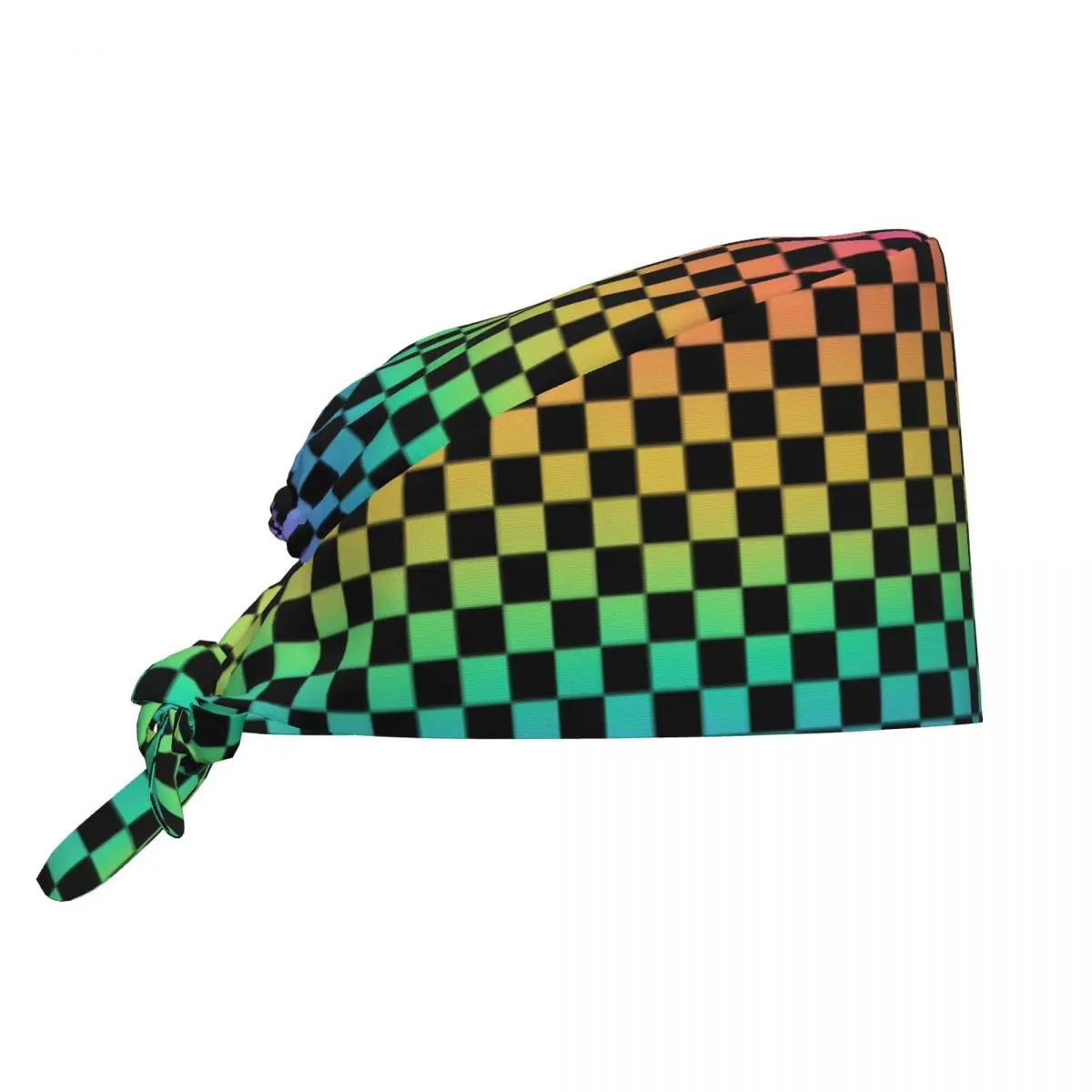 Rainbow Checkers Checkerboard Cleaning Working Cap Comfortable Unisex Scrub Cap Surgicals Hat Nurse Scrubs Hat Nurse