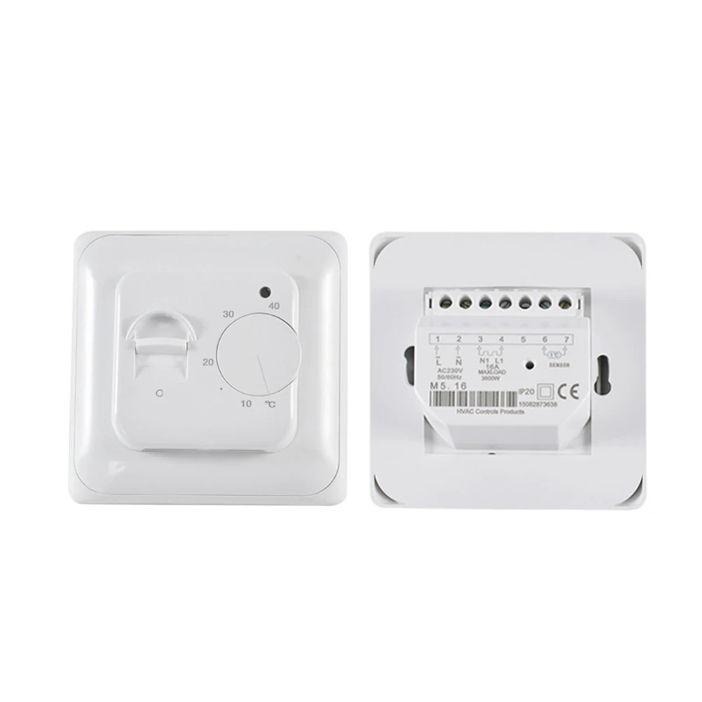 

16A Room Thermostat White Electric Floor Heating Sensor Temperature Controller For Warm-Water Systems Led On/Off Output External