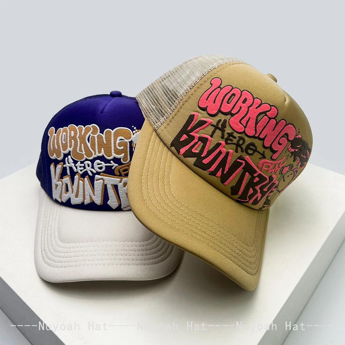 Nuevas Gorras de Béisbol Unisex con Estampado de Personajes de Dibujos Animados y Letras, Gorras Trucker Transpirables con Bloques de Color y Protección Solar, Gorras de Malla Versátiles