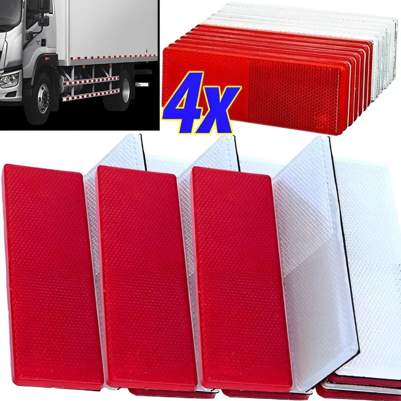 Truck Trailer Rectangle Plastic Reflector Reflective Tape Adhesive Auto Safety Night Warning Plate Stickers Car Accessories