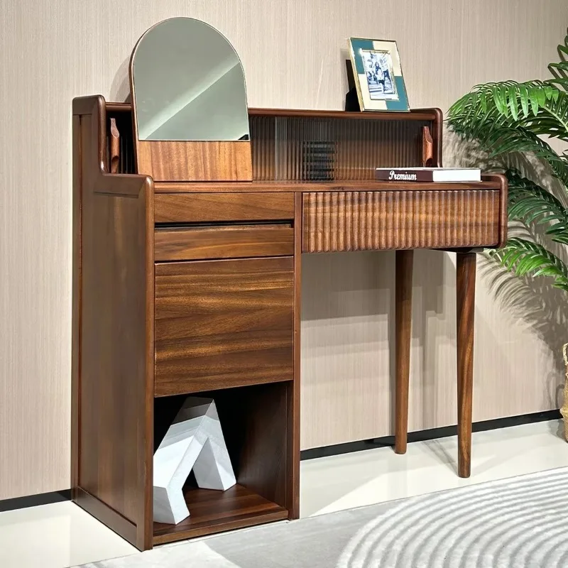 All solid wood dresser, modern simple bedroom, household makeup table, small apartment storage cabinet integrated 2026 new model