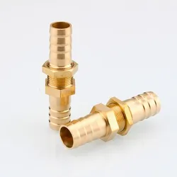 Copper Pipe Hose Barb Bulkhead Brass Barbed Tube Pipe Fitting Coupler Connector Adapter Through-plate joint to clamp barb joint