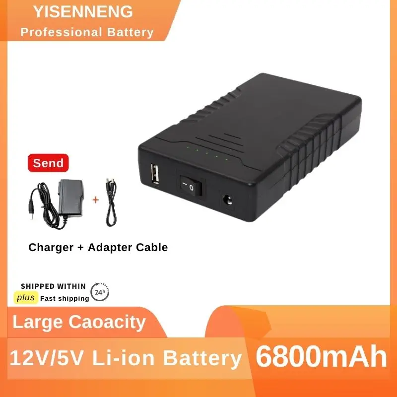 

Large Capacity 12V 6800mAh Lithium Battery Pack 5V Power Bank for Speaker Backup Power Supply with Charge & 5521 Adaptor Cable