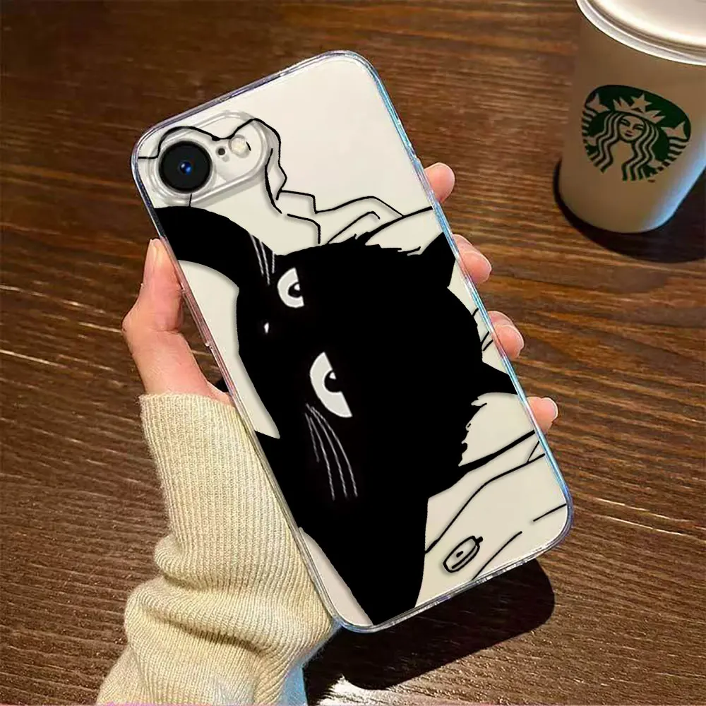 만화 재미있는 검은 고양이 폰 케이스 (REALME 5 6 7 7I 8 8I 9 9I 10 12 C75 C71 C67 C65 C63 C55 C53 C35 C33 C30 C21Y 투명 케이스)