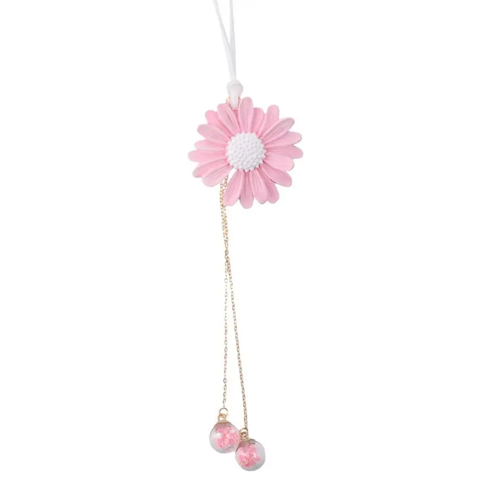 Daisy Shape Car Rear View Mirror Hanging Ornament Cute Gypsum Pendant White/Pink Hanging Decor Auto Interior Accessories