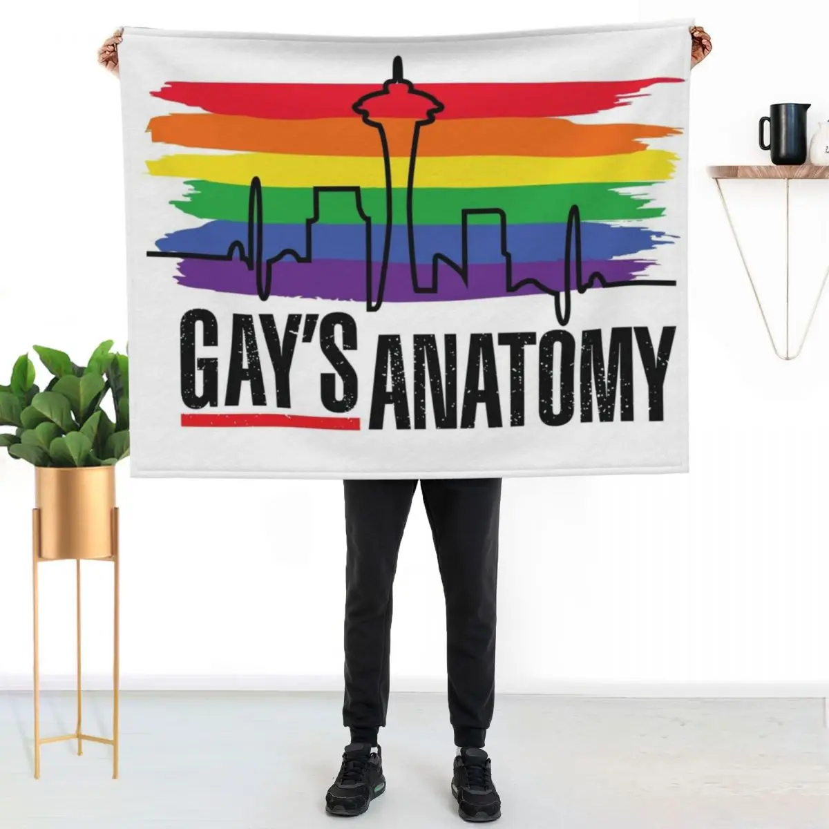 Gay's anatomy logo (Heartbeat skyline) Throw Blanket For Decorative Sofa Nap christmas gifts Hair Blankets