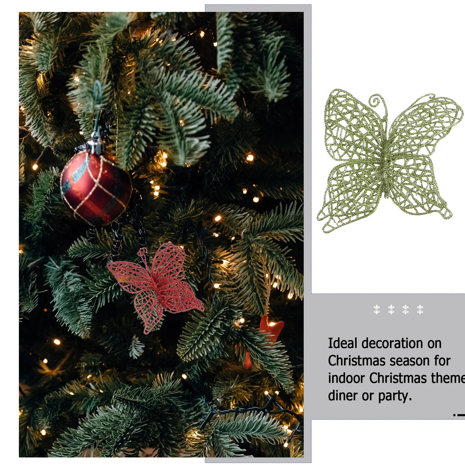 

20Pcs Hollow-Out Simulation Butterfly Pendant DIY Christmas Ornament for Party Bedroom Window Counter Decoration