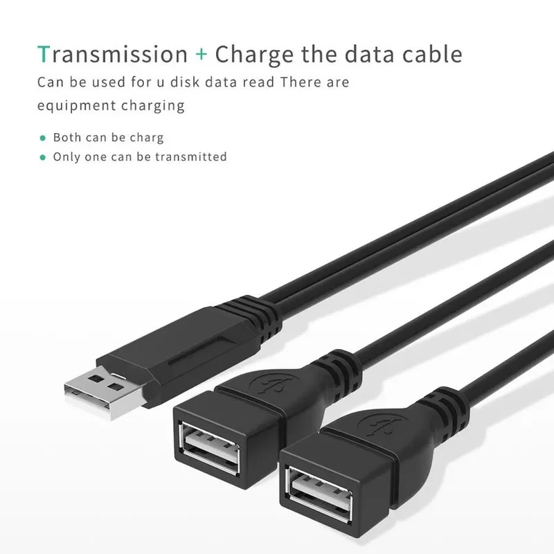 1/2/3/4/5/6pcs 1 Male Plug To 2 Female Socket USB 2.0 Extension Line Y Data Cable Power Adapter Converter Splitter USB 2.0 Cable