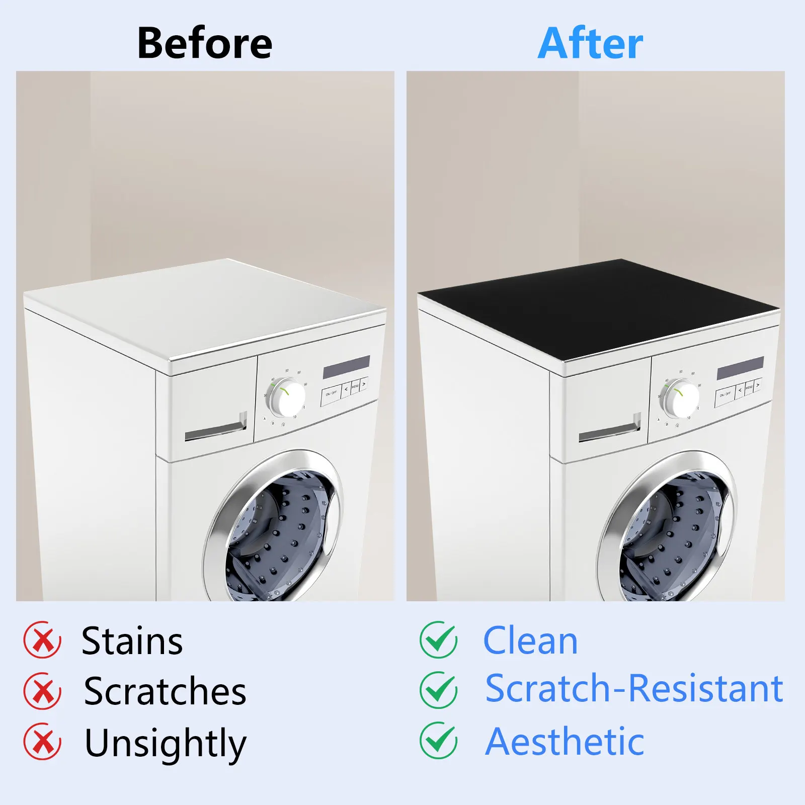 Washing Machine Topper Nonslip Absorbent Washer and Dryer Cover Mat for Front Loading Machines Organizes Laundry