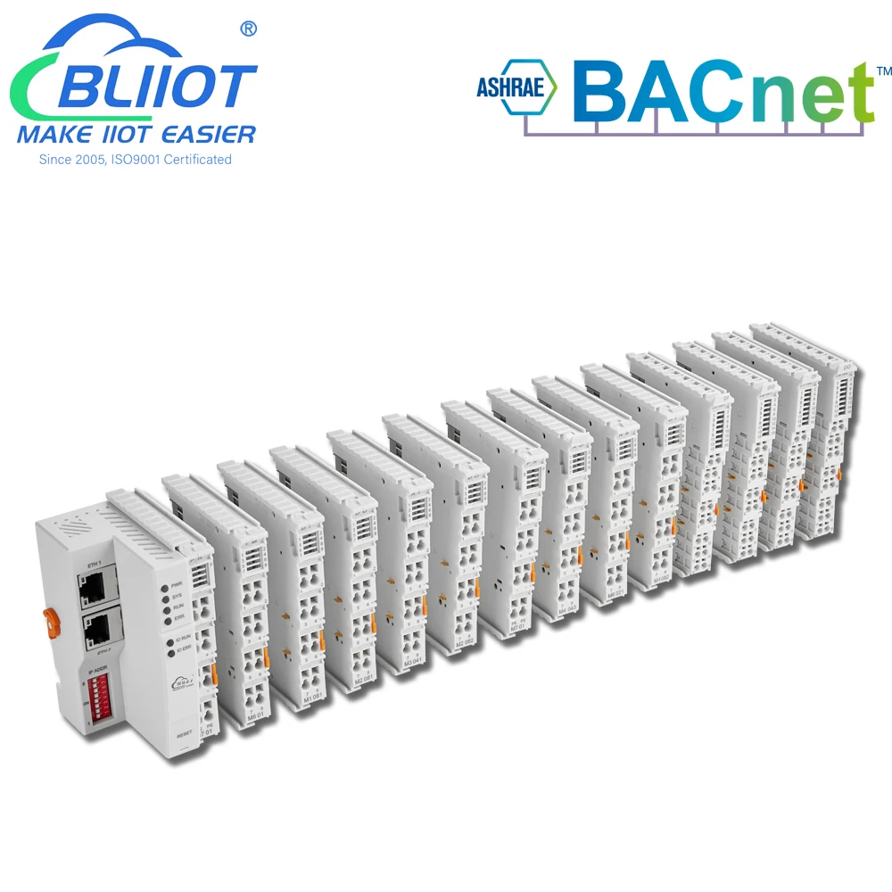 BMS BAS HVAC BACnet/IP Ethernet Distributed I//O Module Support DIN/DO/AIN/AO/RTD/TC Logic Control DDC Controller