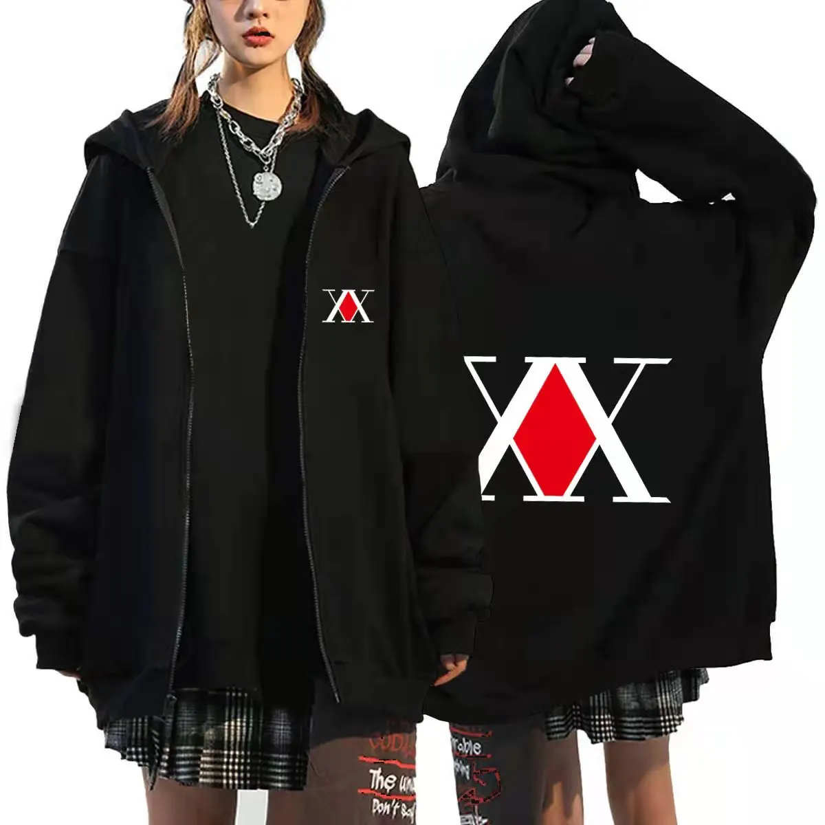 Hunter X Hunter Anime Zip Up Hoodie Jackets Hip Hop Streetwear Funy Long Sleeve Loose Casual Hunter X Hunter Anime Sweatshirt