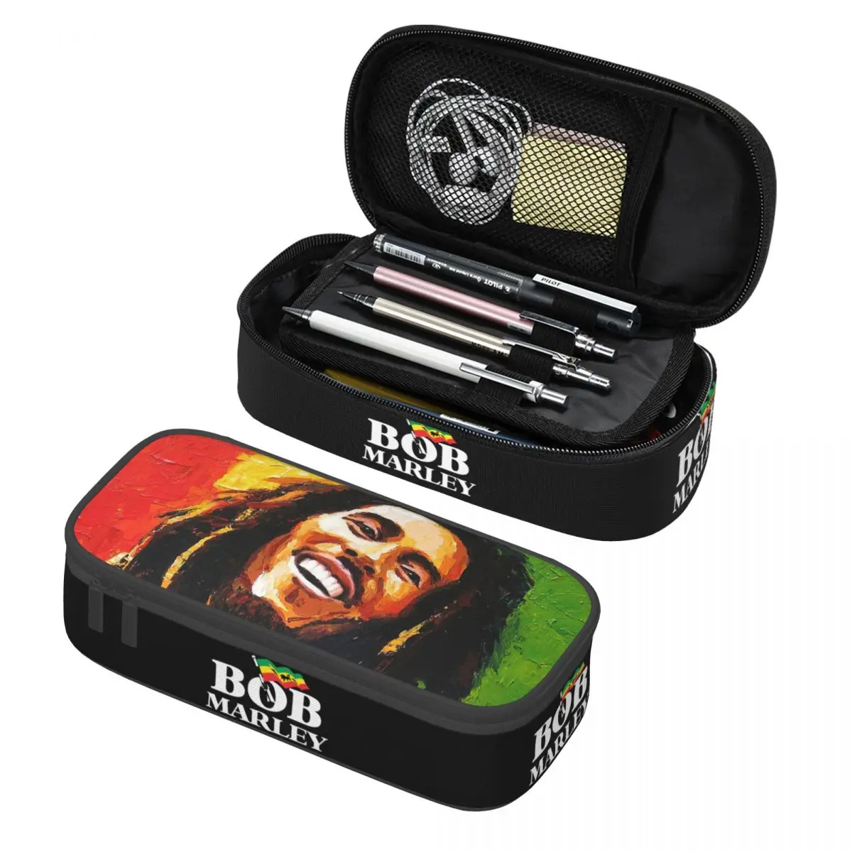 Custom Kawaii Jamaica Reggae Rock Bob Marleys Pencil Cases for Boys Gilrs Large Capacity Pen Box Bag Stationery