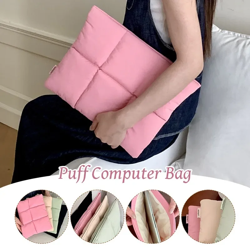 

13 14 Inch Puffy Laptop Bag Shorkproof Resistant Ultra Light Fluffy Notebook Sleeve Case Soft Storage Notebook Pouch New