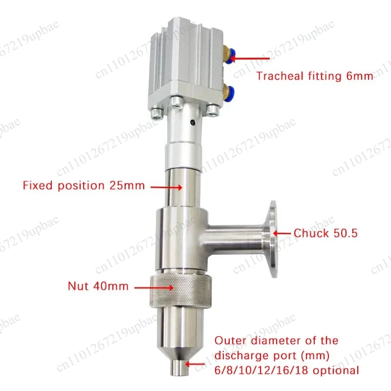 304 Stainless Steel Anti‑Drip Filling Head, Pneumatic Filling Machine Accessories, Chuck Straight‑Head Discharge Nozzle