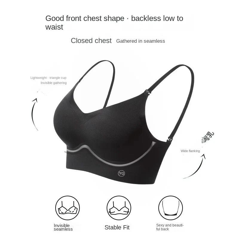 UBAU Summer Sexy Bra Women\'s Slim U-shaped Seamless Backless Underwear Triangle Cup Gathering Bra Women\'s Sexy Lingerie