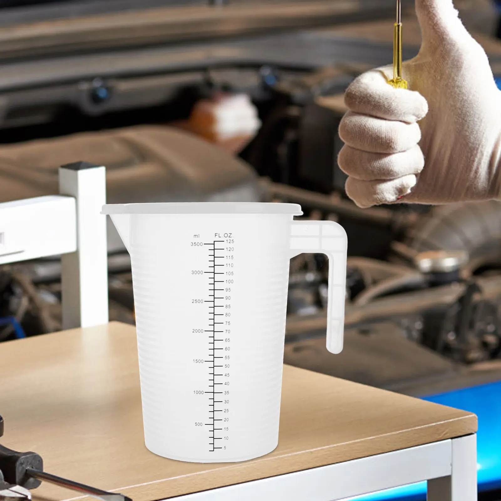 3500Ml Heavy-Duty Plastic Measuring Cup for Automotive Oil Motor Oil Transmission Milk Tea Kitchen Garage Precision