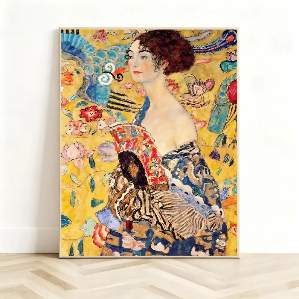 Ornate Oil-Painting G-Gustav Klimt Oil Painting Poster Classic Self-Adhesive PP Wall Sticker for Living Room Bar Decor Gift