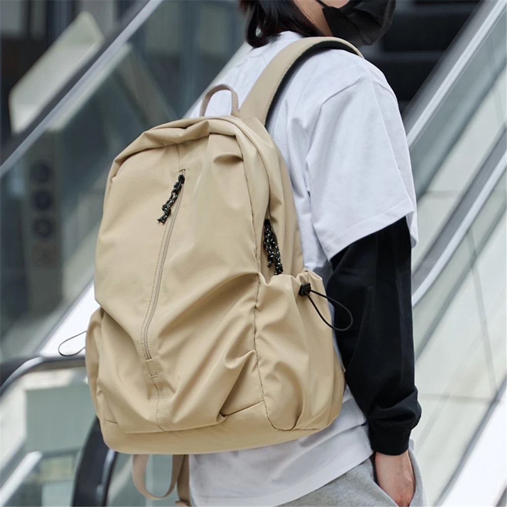 Hip Hop Men's Backpacks 2024 Waterproof 15.6 Laptop Backpack Streetwear Unisex High Street Travel Hiking School Bags Black