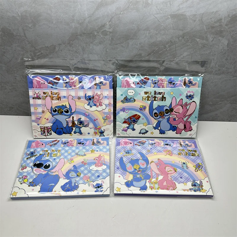 Set catatan tempel Disney Stitch gambar kartun Kawaii Lilo & Stitch Post-it Index stiker hadiah perlengkapan alat tulis anak pelajar