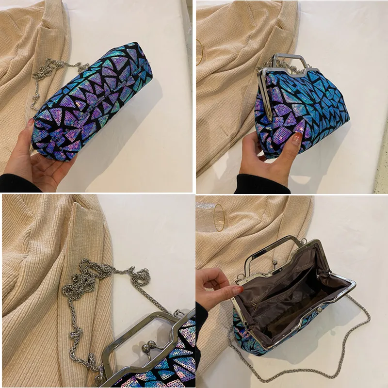 2023 moda Multicolor cekiny torba wieczorowa hasp luksusowa torebka łańcuch kobiety torba na ramię Crossbody Lady torby na przyjęcie weselne torba