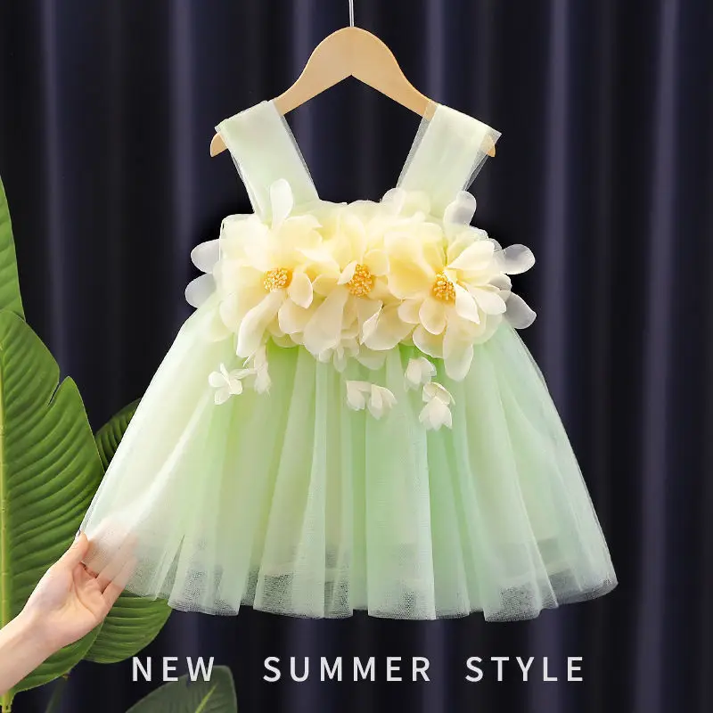 

Girls' Dress Summer New Baby Girls' Western Style Sleeveless Skirt Girls' Cute Vest Skirt6Y57