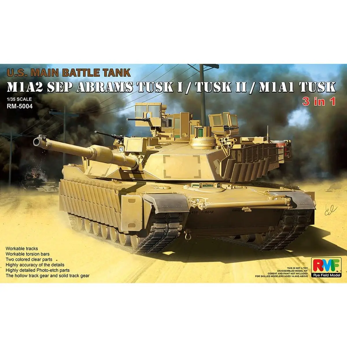 

РЕФЕЙАЛЬНАЯ МОДЕЛЬ RFM RM-5004 1/35 США M1A2 SEP Abrams Tusk I/ Tusk II/ M1A1 Tusk