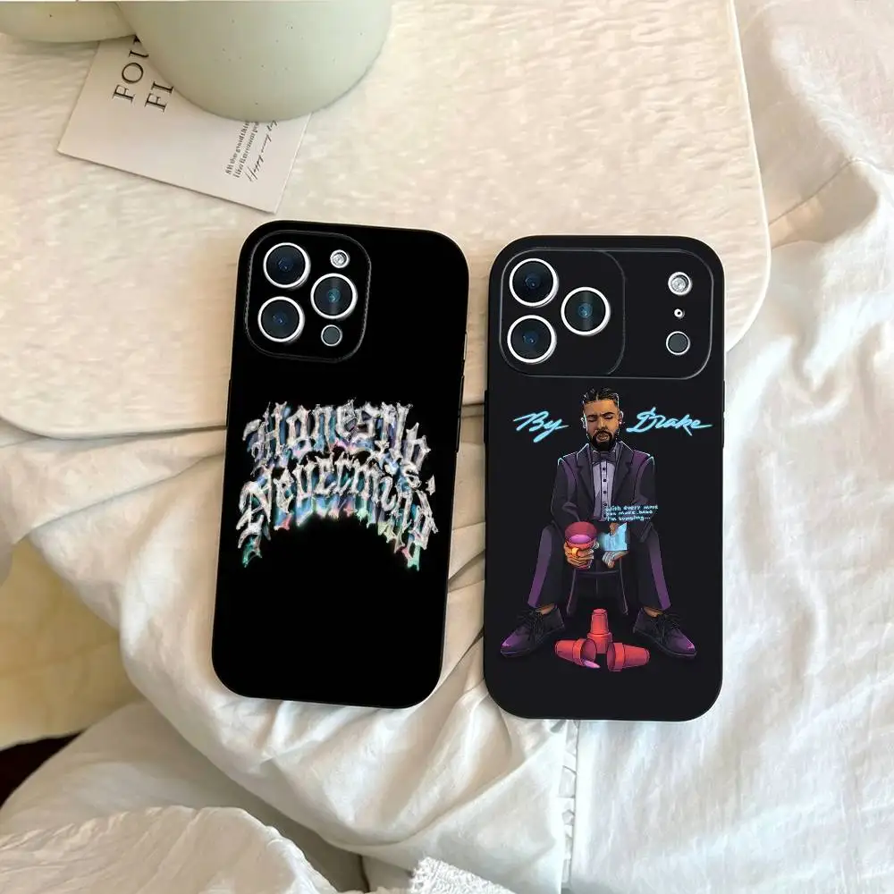 Coque de téléphone souple noire pour iPhone 17, 16, 15, 14, 13, 12, 11 Plus, Pro Max et autres modèles – Album « Honestly Nevermind » de Drake