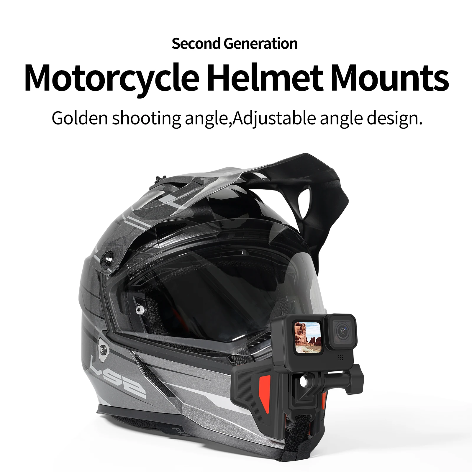 

TELESIN Motorcycle Helmet Mount Strap Foldable Front Chin Mount for GoPro Hero 13/12/11/10/9 DJI Osmo Action3 Insta360 Action Ca