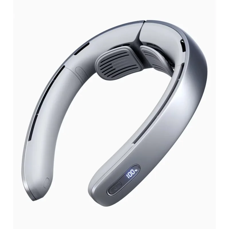 Grey neck fan, hands-free, adjustable wind, comfortable, long lasting, portable for daily & outdoor use