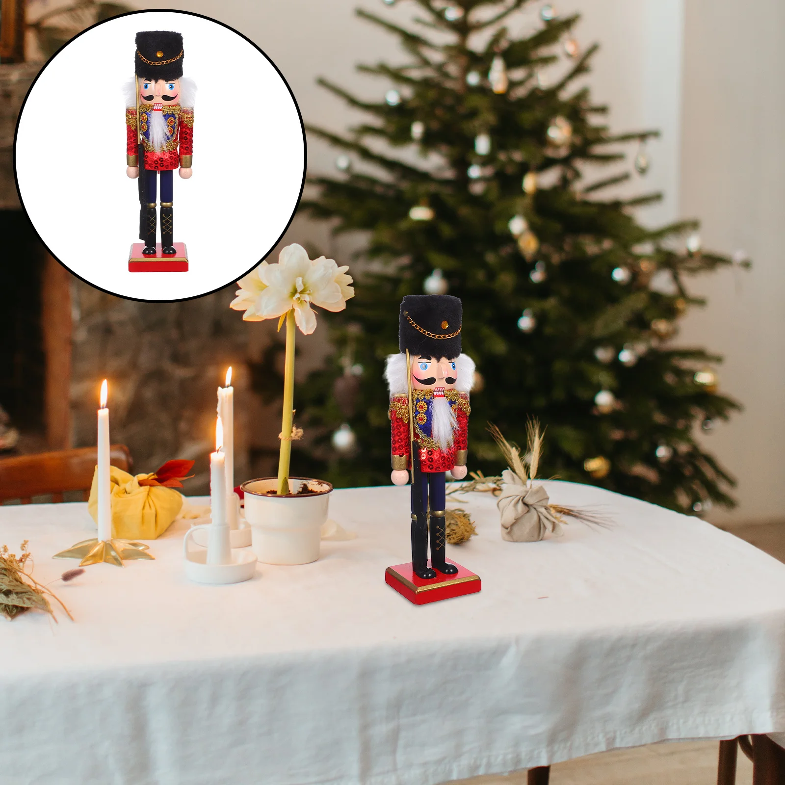 

25Cm Wooden Nutcracker Soldier Christmas Decoration Festive Desktop Ornament For Shelves Table Display Xmas Nutcracker Wooden