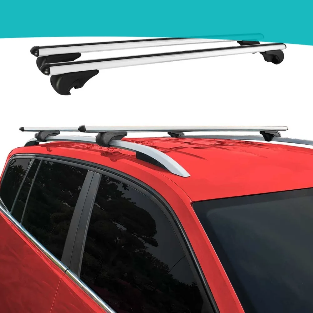 Enhance the car's luggage carrying capacity,Roof Rack Raised Rail Cross Bars Carrier Lockable 59