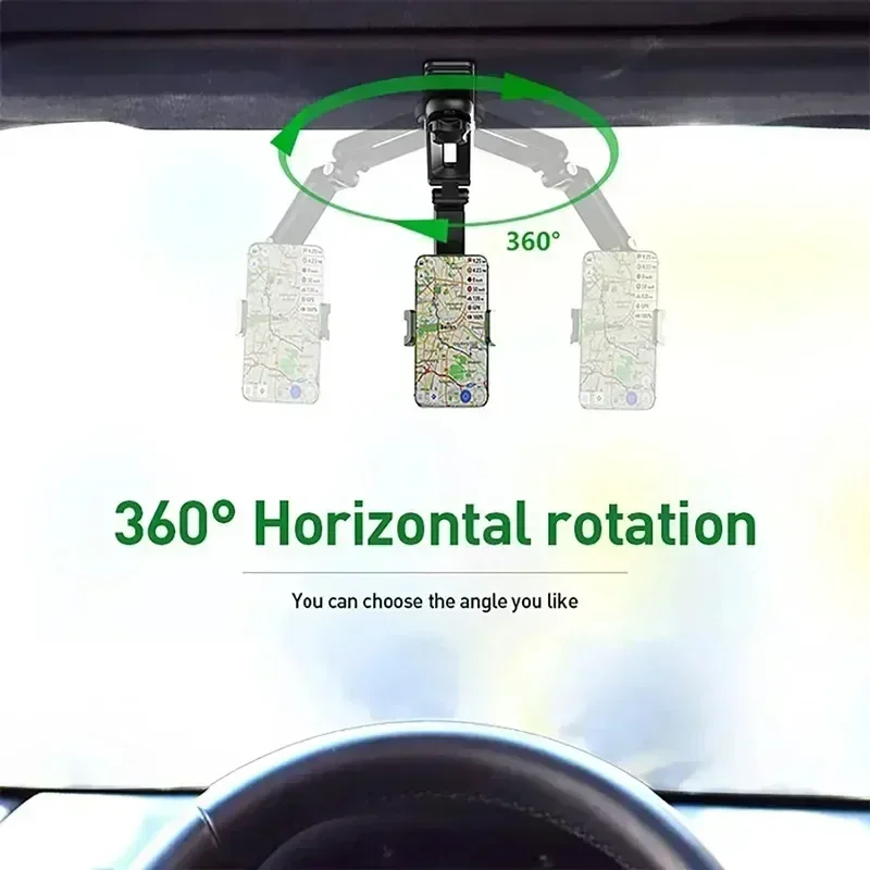 Supporto universale per auto supporto per telefono da auto con visiera parasole rotante a 720 ° supporto per staffa per cellulare GPS di navigazione