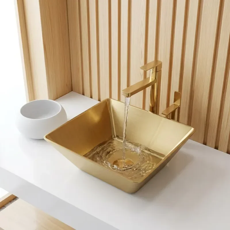 for  Custom  Plating Irregular Countertop Mounted 304 Stainless Steel Bathroom Sink  Apartment Project