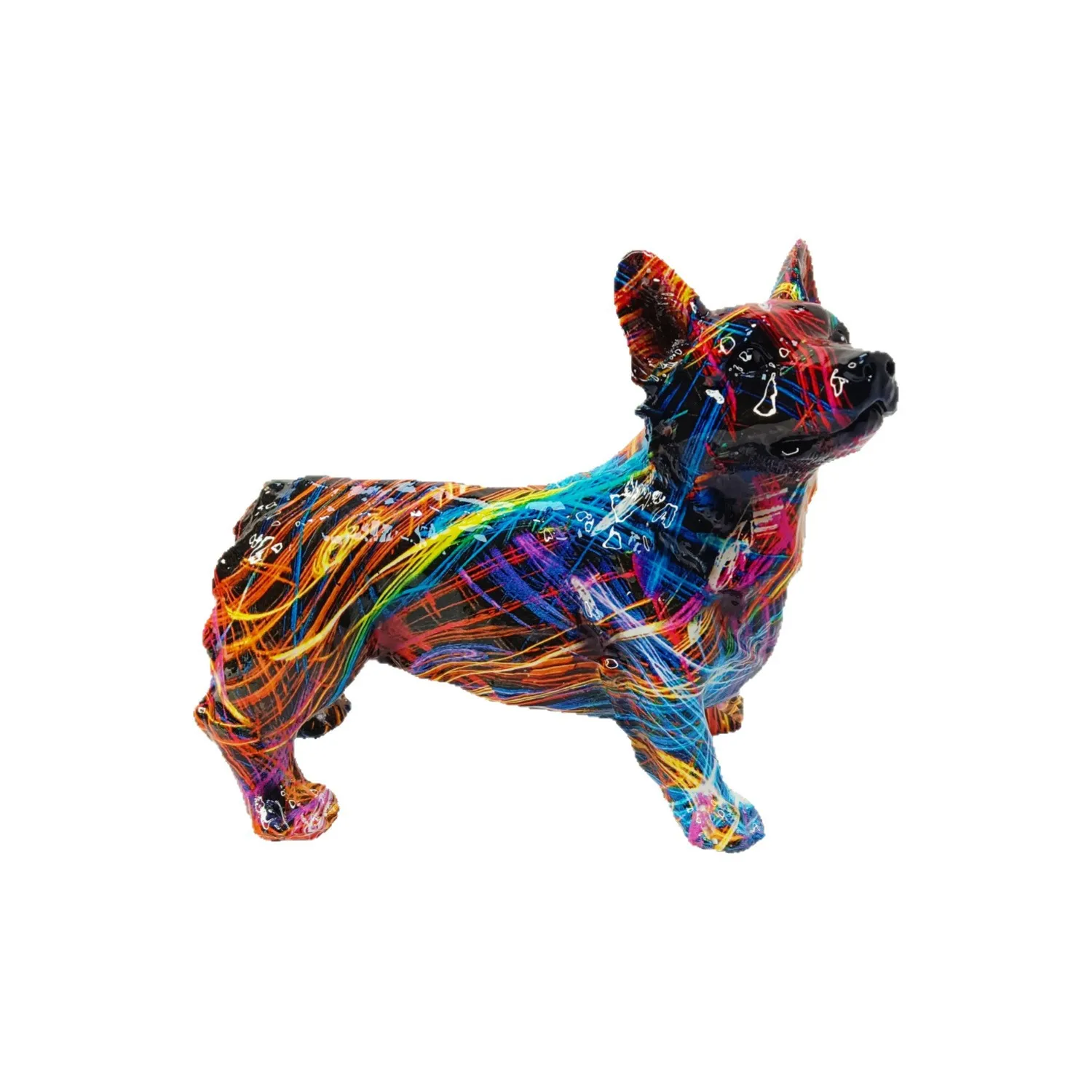 *qa Minimalist Transfer Print Tilted Head Corgi Figurine Creative Resin Statue Home Decor Desktop Gift#