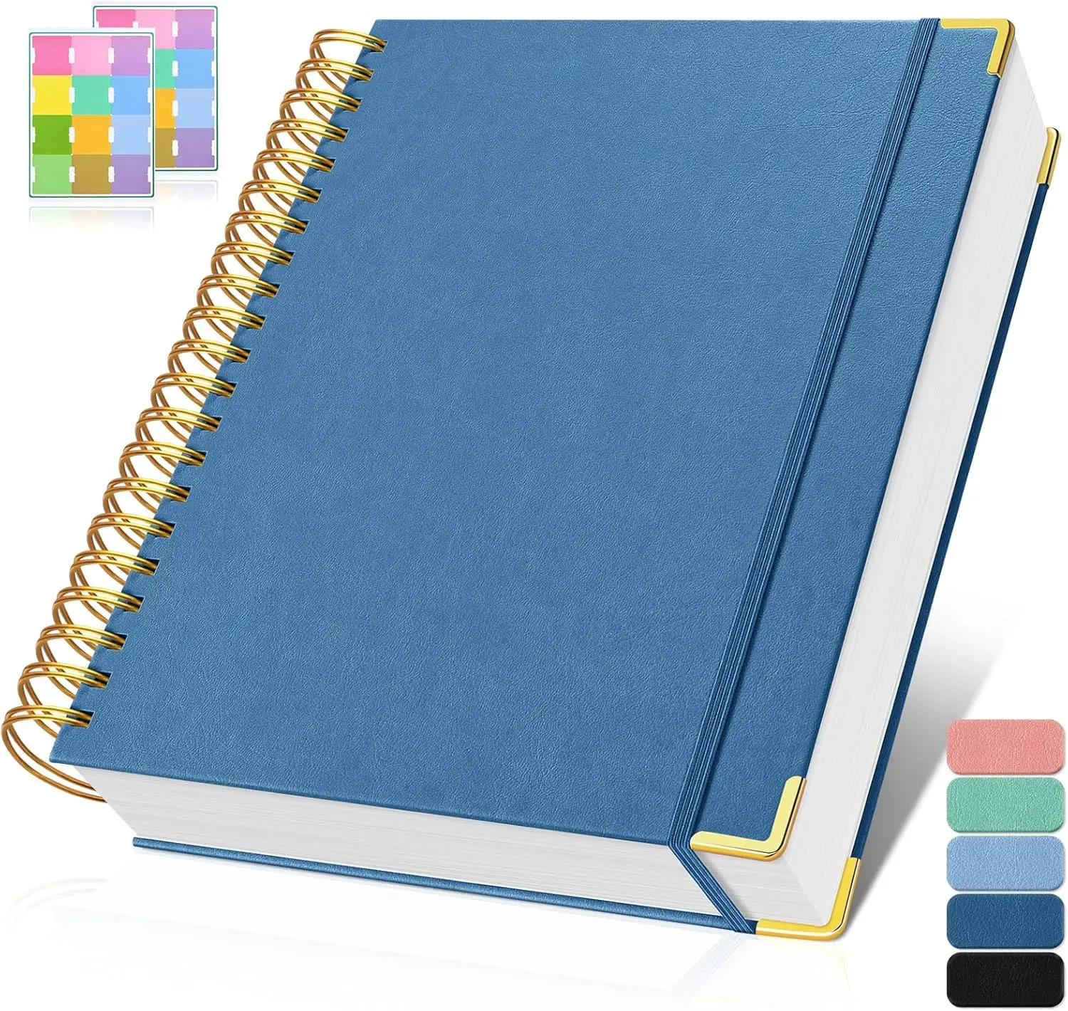 

Spiral Notebook 300 Numbered Pages College Ruled with Contents, 100GSM Thick Hardcover Leather Journal for Writing, A5 Notebook