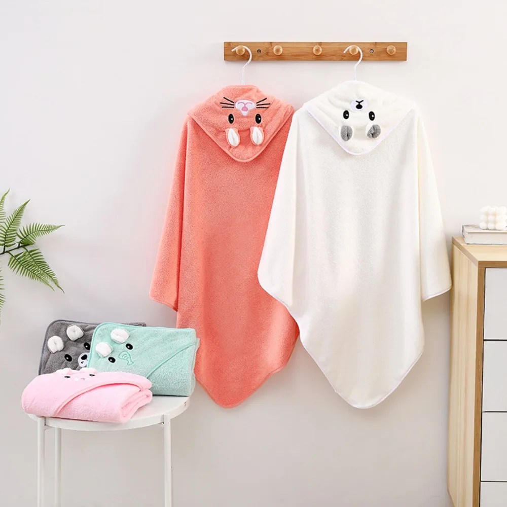 

Newborn Kids Bathrobe 80x80cm Baby Bath Towels Coral Velvet Cartoon Newborn Towel Absorbent Hooded Toddler Bathrobe Boys