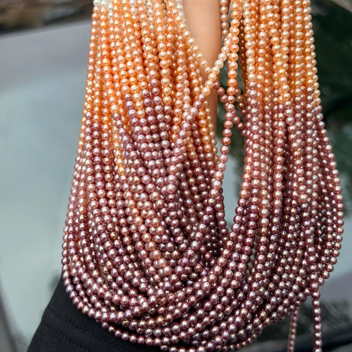 

Высококачественные круглые бусины из натурального пресноводного жемчуга AAAAA 3.5–4.5 мм с градиентным цветом для изготовления ювелирных изделий, ожерелий и браслетов своими руками