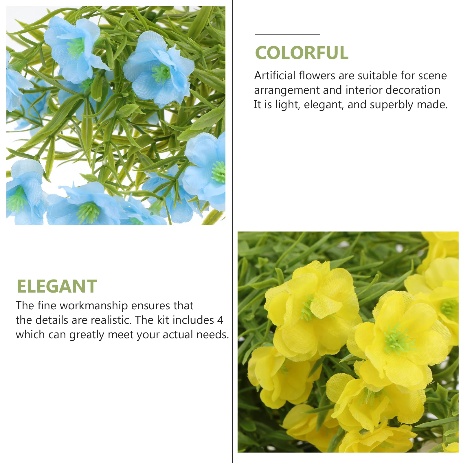 

4pcs Artificial Decor Plastic Flower Simulation For Scene Layout Wedding Indoor Decor Flower Arrangement Adornment Prop
