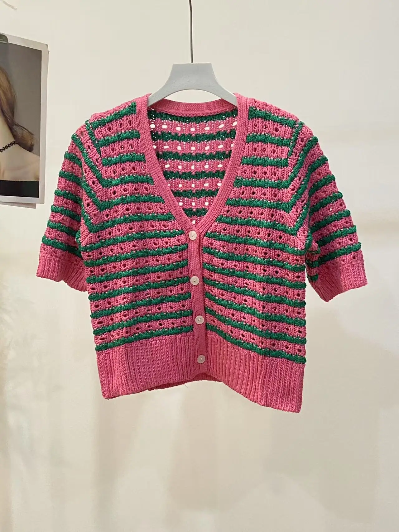Ethereal Traf Md 2026 YAZHIMEI zara autumn new style of Women's casual fashion V-neck striped knitted cardigan
