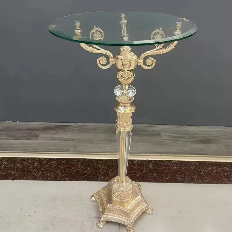 Modern Classic Crystal Flower Stand Gold Home Furniture Decor for Hotel Living Room Dining Room