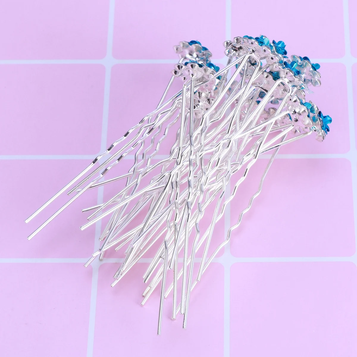 

20pcs Rhinestone Hair Clips Pink Red Glitter Hair Accessories Wedding Bridal Accessories U Shaped Pins Haircare Styling