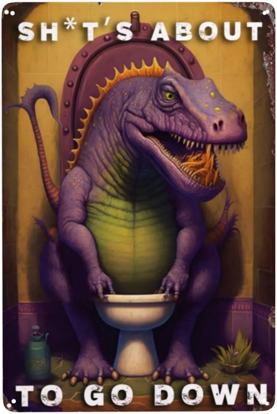 ZHIQUN Purple Dragon Metal Sign - 8x12 Inch Satirical Boho Wall Decor - Retro Hunting Lodge Motif for Cabin Toilet Man Cave sign
