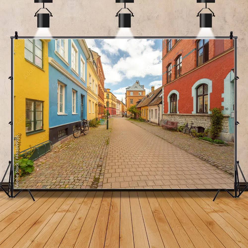 

Art Cloth Background European Landscape Famous Scenic Spots Street Night Scene Photography Background Props OZ-10