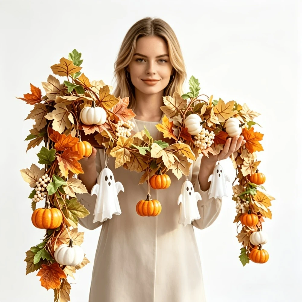 175cm Bohemian Style Autumn Fireplace Wreath 1pc Artificial Wreath Suitable for Home Fireplace Decoration