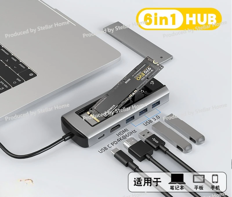Type-c Docking Station Usb Hub Multifunction Hub SSD M.2 Mobile Hard Drive Enclosure Docking Station