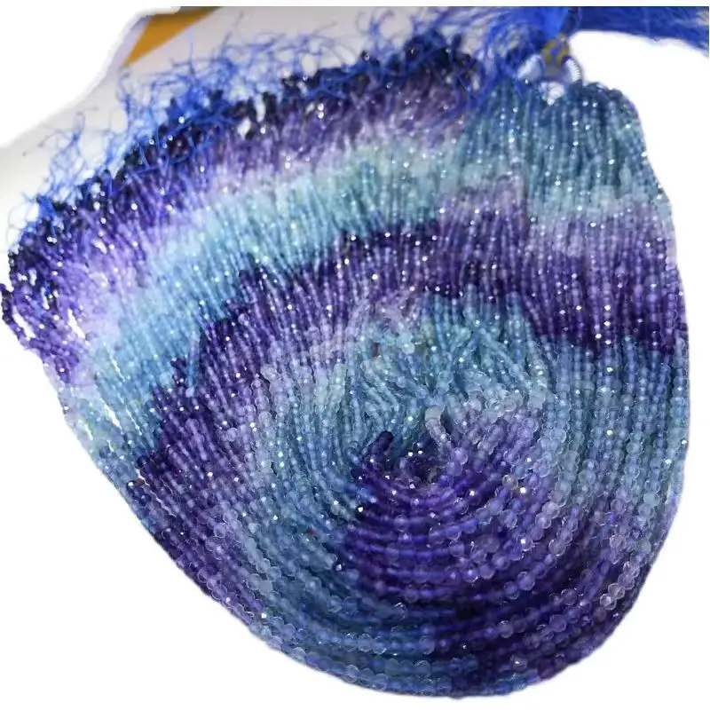 

Fluorite round faceted 2mm 3mm 4mm gradient purple color nature for DIY making jewelry necklace 38cm FPPJ wholesale loose BEADS