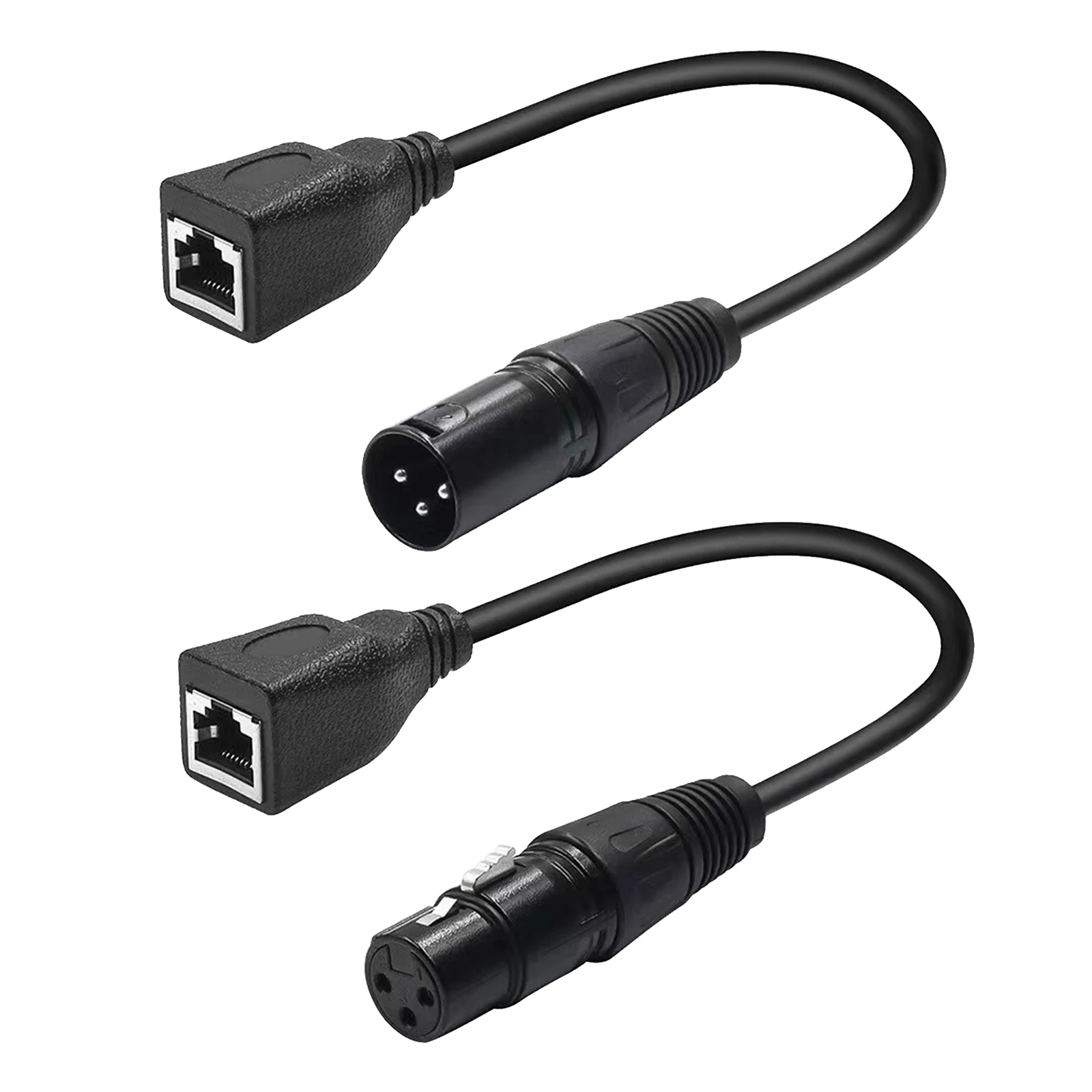 XLR 3 pin RJ45 Adapter Cable-XLR 3 Pin Male to RJ45 + XLR 3 Pin Female to RJ45 Female DMX Ethernet Adapter Converter Cable